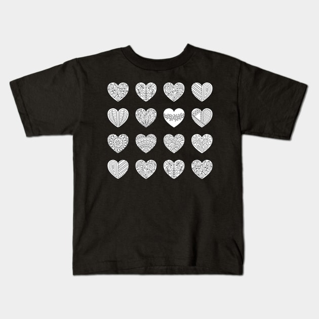 Tiny Hearts and Patterns, Adult Coloring Heart Pattern Kids T-Shirt by annagrunduls